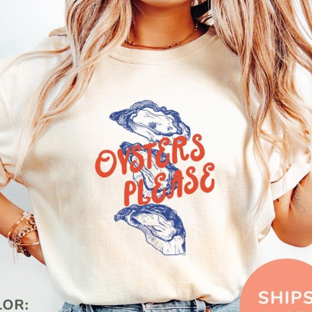 Oysters Please Shirt, Seafood Tshirt, Retro Foodie Shirt